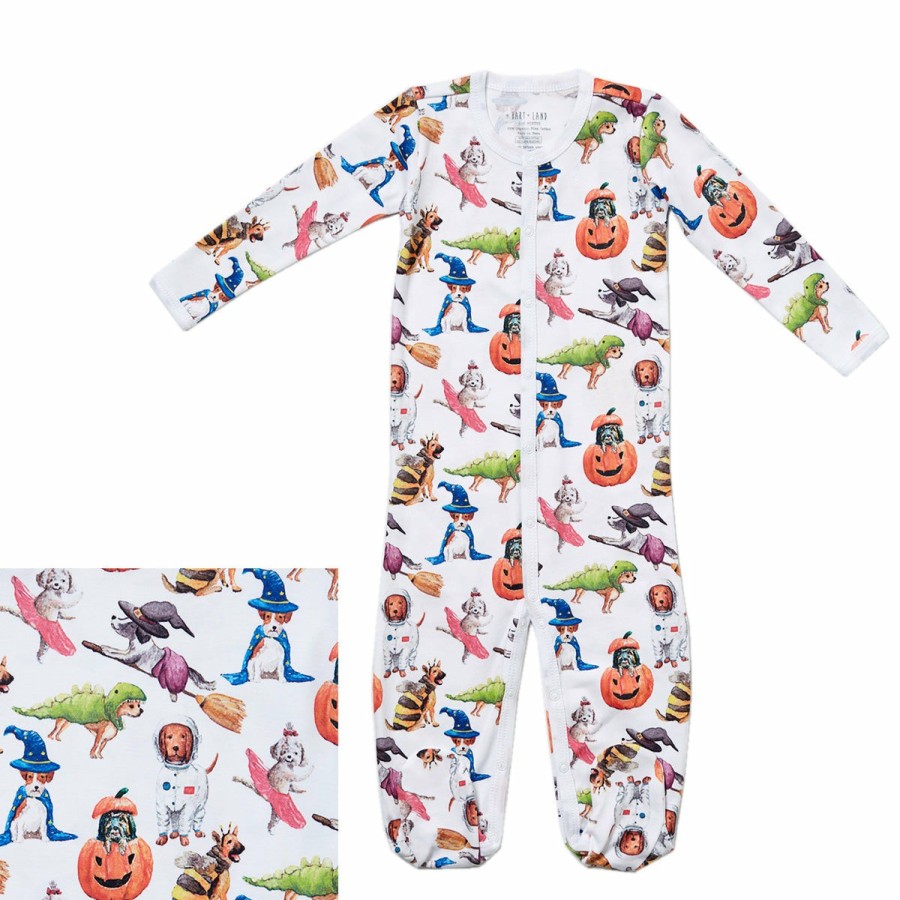 Clothing & Accessories HART + LAND | Baby/Toddler Organic Pima Cotton Footed Bodysuit Pj - Halloween Pups