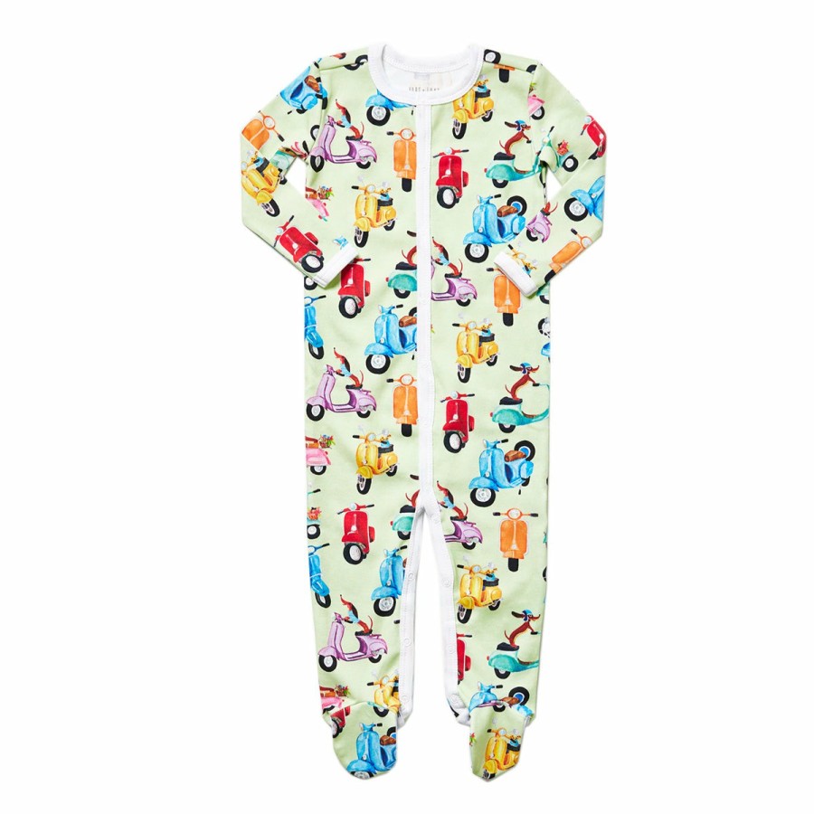 Clothing & Accessories HART + LAND | Baby/Toddler Organic Pima Cotton Footed Bodysuit Pj - Scooter