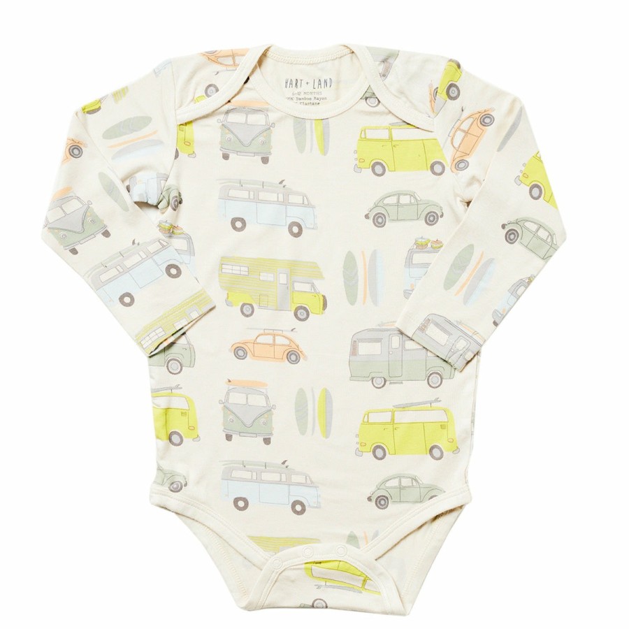 Clothing & Accessories HART + LAND Onesies & Rompers | Baby/Toddler Bamboo Long Sleeve Lap Shoulder Bodysuit- Camper Vans