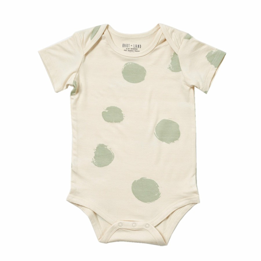 Clothing & Accessories HART + LAND Onesies & Rompers | Baby/Toddler Bamboo Short Sleeve Lap Shoulder Bodysuit- Organic Dots