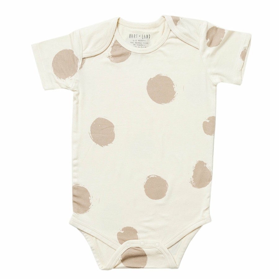 Clothing & Accessories HART + LAND Onesies & Rompers | Baby/Toddler Bamboo Short Sleeve Lap Shoulder Bodysuit- Organic Dots