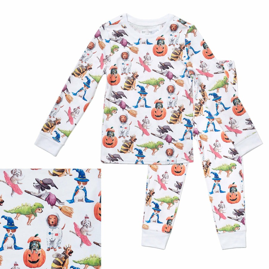 Clothing & Accessories HART + LAND | Toddler/Big Kid Organic Pima Cotton Pj Set - Halloween Pups