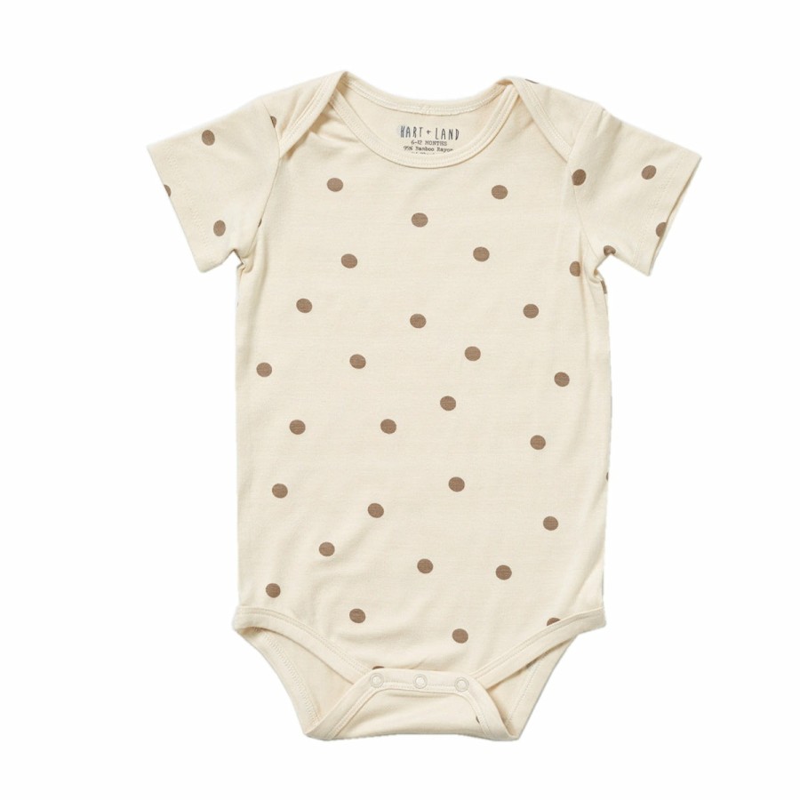 Clothing & Accessories HART + LAND Onesies & Rompers | Baby/Toddler Bamboo Short Sleeve Lap Shoulder Bodysuit- Polka Dots