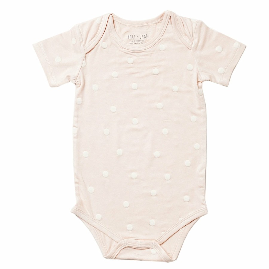 Clothing & Accessories HART + LAND Onesies & Rompers | Baby/Toddler Bamboo Short Sleeve Lap Shoulder Bodysuit- Polka Dots