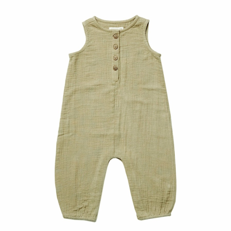 Clothing & Accessories HART + LAND Onesies & Rompers | Baby/Toddler Organic Solid Muslin Tank Romper