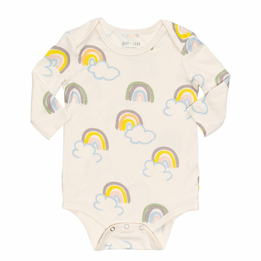 Clothing & Accessories HART + LAND Onesies & Rompers | Baby/Toddler Bamboo Long Sleeve Lap Shoulder Bodysuit- Rainbows