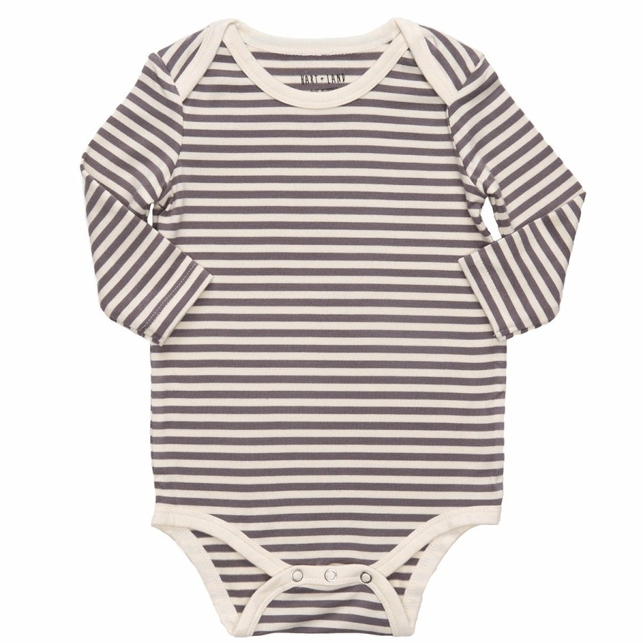 Clothing & Accessories HART + LAND Onesies & Rompers | Baby/Toddler Bamboo Long Sleeve Lap Shoulder Bodysuit- Simple Stripe