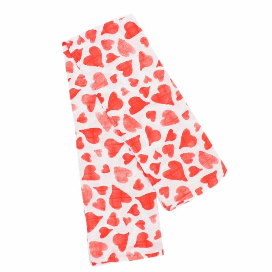 Home HART + LAND | Organic Cotton Swaddle - Hearts