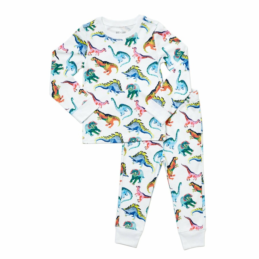 Clothing & Accessories HART + LAND | Toddler/Big Kid Organic Pima Cotton Pj Set - Dinosaur Friends