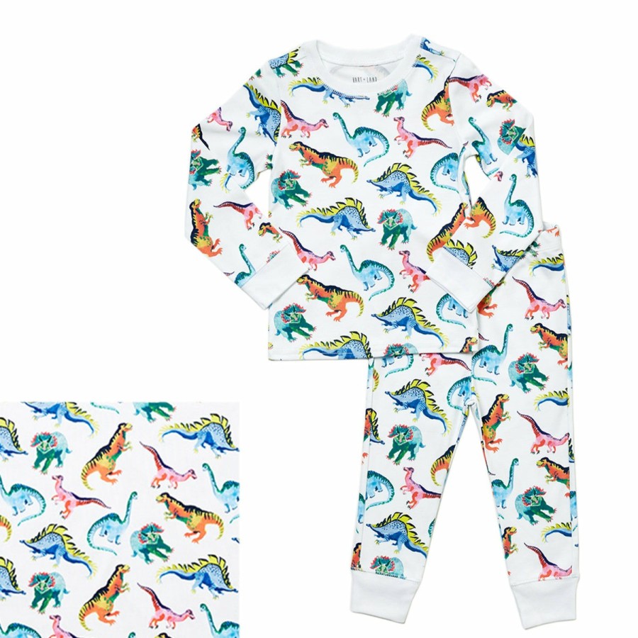 Clothing & Accessories HART + LAND | Toddler/Big Kid Organic Pima Cotton Pj Set - Dinosaur Friends