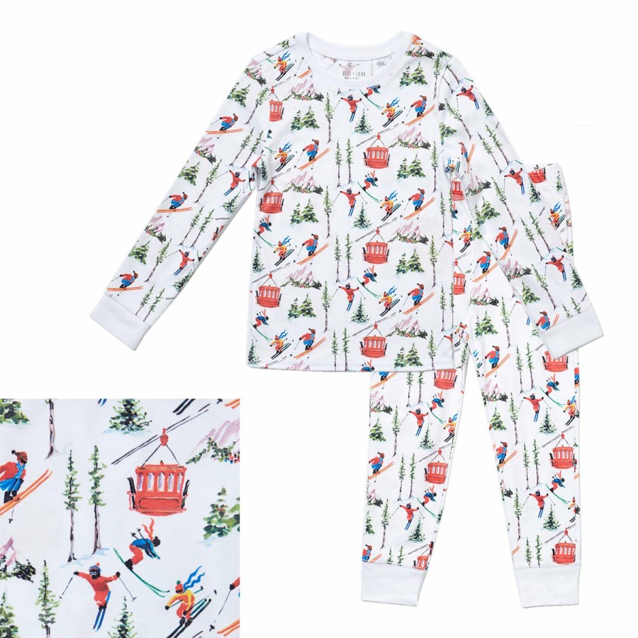 Clothing & Accessories HART + LAND | Toddler/Big Kid Organic Pima Cotton Pj Set - Skiers