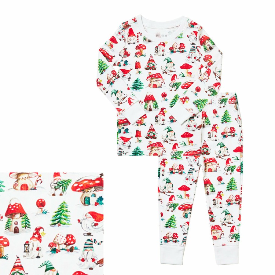 Clothing & Accessories HART + LAND | Toddler/Big Kid Organic Pima Cotton Pj Set – Holiday Gnomes