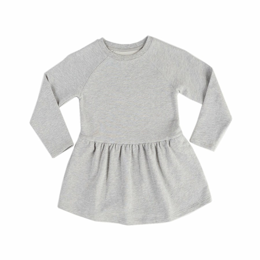 Clothing & Accessories HART + LAND Dresses & Bubbles | Toddler/Big Kid Organic Solid Long Sleeve Dress