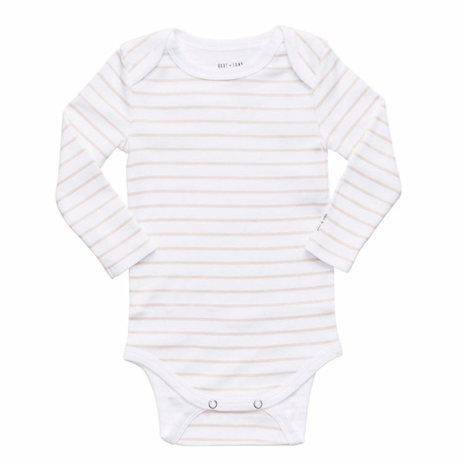 Clothing & Accessories HART + LAND Onesies & Rompers | Baby/Toddler Organic Long Sleeve Lap Shoulder Bodysuit - Stripe