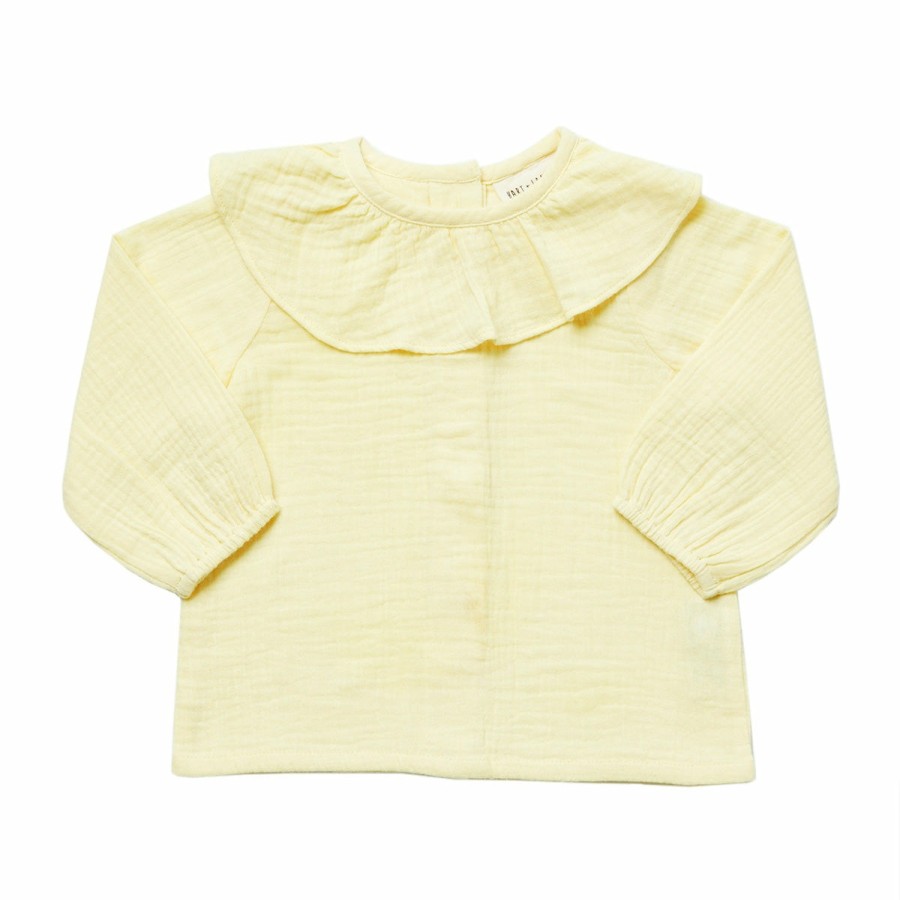 Clothing & Accessories HART + LAND Tops | Baby/Toddler/Big Kid Organic Solid Muslin Long Sleeve Collar Top