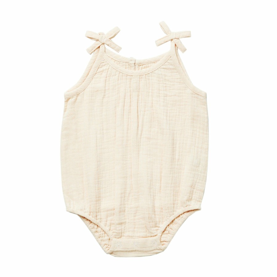 Clothing & Accessories HART + LAND Dresses & Bubbles | Baby/Toddler Organic Solid Muslin Tie Strap Bubble