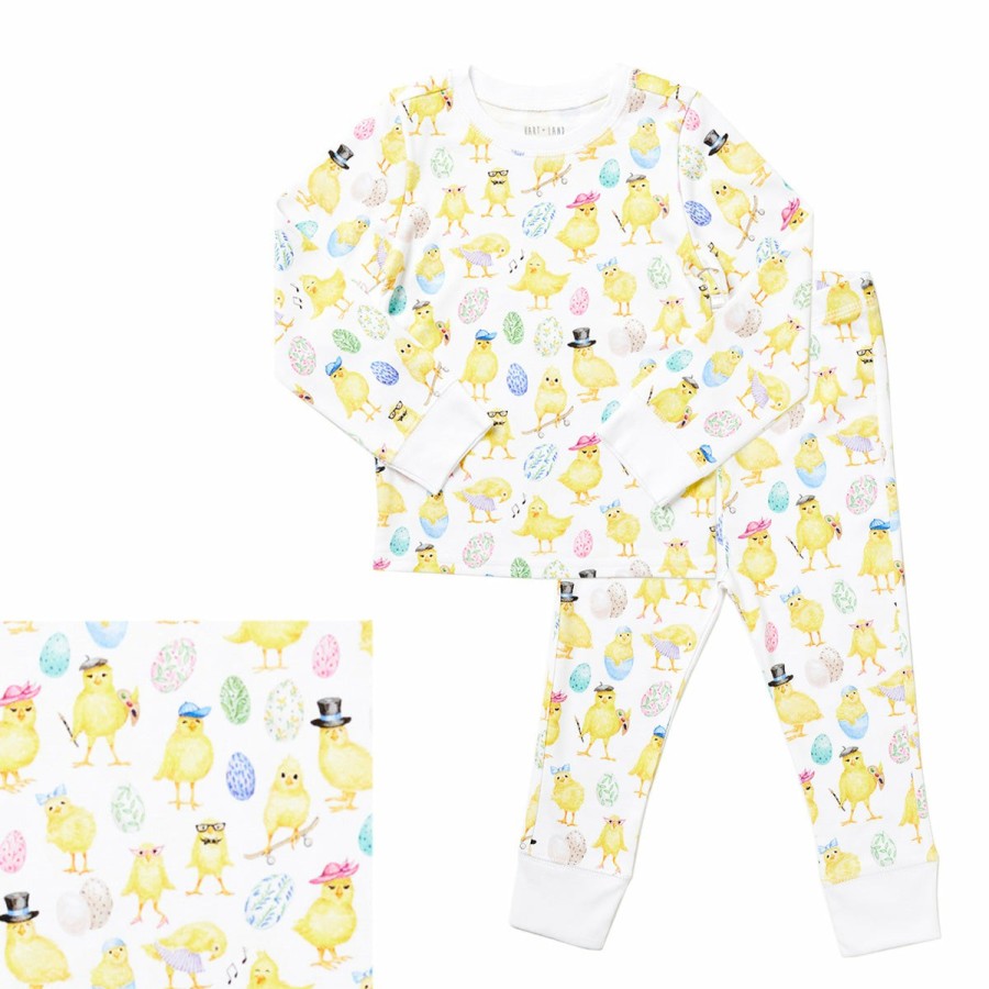 Clothing & Accessories HART + LAND | Toddler/Big Kid Organic Pima Cotton Pj Set - Easter Chicks